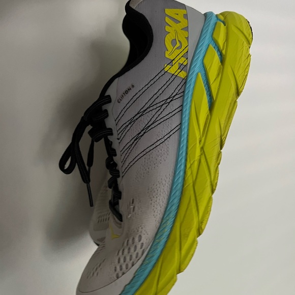 HOKA Mens Gray Yellow Blue One One Sneakers Sz 8 - Picture 13 of 15